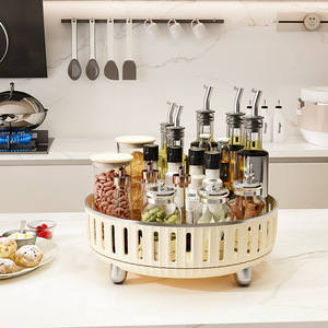 <b>Rotating</b> Kitchen Storage <b>Rack</b> Round 360 Degree Turntable Condiment Organizer Countertop Storage Holder - Product Image 1