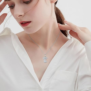 Collar con Colgante de Perro Maltés Clásico <span class=keywords><strong>en</strong></span> Plata de Ley 925 con Baño de Rodio y Circonita, Regalos de Compromiso para Mujeres, Cumpleaños - Product Image 6
