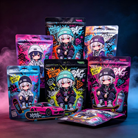 Sachets Mylar holographiques découpés à la forme avec fermeture éclair, anti-odeur, pour tabac, herbes, fleurs, aliments, avec impression de logo – 3,5g, 7g, 14g, 28g