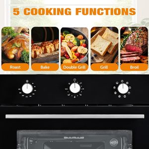 <span class=keywords><strong>Four</strong></span> mural électrique encastrable 24 pouces, 2,5 pi³, boutons mécaniques, porte en verre double couche, 5 fonctions de cuisson, 3000W, <span class=keywords><strong>four</strong></span> 70L - Product Image 3