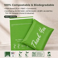 Sacs d'expédition biodégradables en amidon de maïs avec bandes adhésives doubles personnalisées, enveloppes postales compostables pour vêtements (ML43)