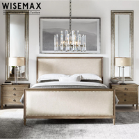 WISEMAX FURNITURE Table de chevet en bois de chêne rétro français à 3 tiroirs Armoire carrée minimaliste pour chambre à coucher salon hôtel maison