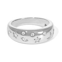 Bague Chunky Vintage Milskye en Argent Sterling 925 Plaqué Or Rose avec Motifs Lune, Soleil, Étoile et Œil CZ