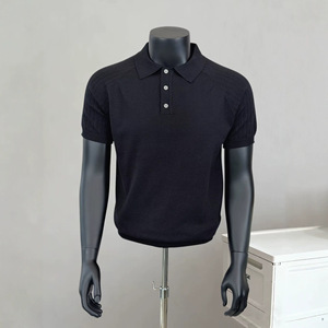 Knitted Polo Shirt Men's Short Sleeve Gray Turn-<b>Down</b> Collar Loose Fit Business Casual Wear Summer 2026 New Arrival - Product Image 2