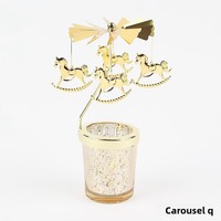 Support de bougie rotatif en fer forgé pour aromathérapie, lanterne créative en forme de moulin à vent, ornement doré pour fête de mariage, cadeau féminin