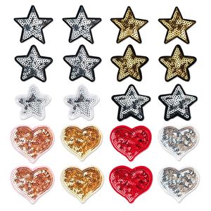 Factory Wholesale Custom Iron on 4.5*5cm Embroidery <b>Red</b> Pink Heart <b>Sequin</b> Patches for Clothing Bag Decoration - Product Image 2
