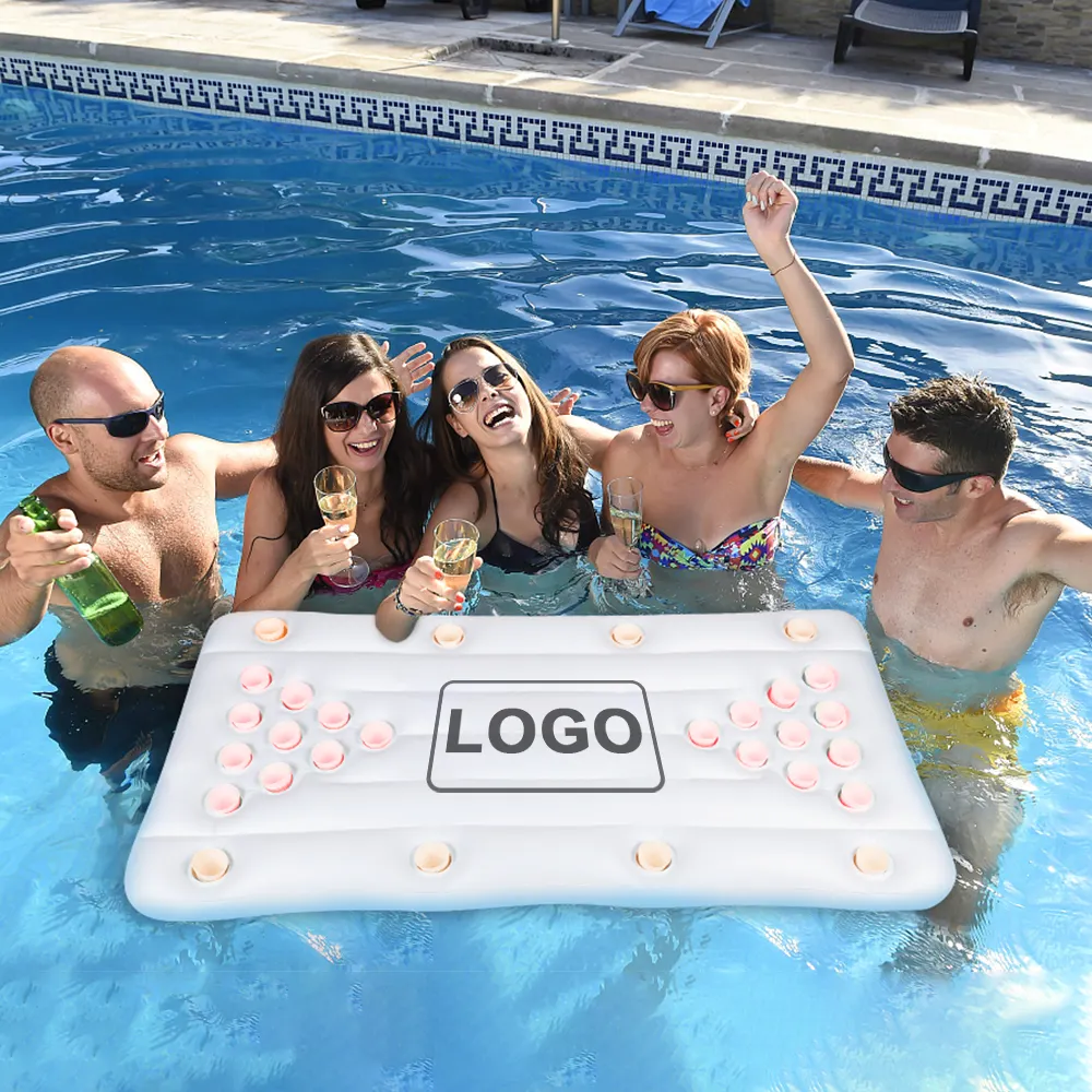 Anpassbare Wasser Partei PVC aufblasbare lounge floß pool bier pong ball tabelle schwimm