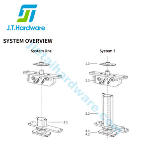Système de pivot de porte en bois en acier inoxydable à rotation libre robuste de 500 kg, système de charnière à pivot dissimulé avec pivot supérieur réglable - Product Image 4