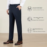 Pantalon de costume pour homme en pure laine 100% bleu marine, lavable en machine, style professionnel formel haut de gamme, coupe droite