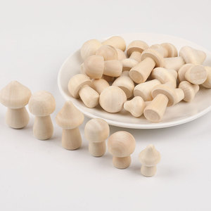 Wooden Mushroom Figurines Natural Wood Color DIY Craft Decorative Ornaments For Children Home Decoration - Product Image 3