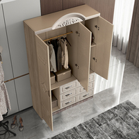 Armoire en bois Foshan à 3 portes, design en panneaux MDF avec 3 portes et tiroirs, couleurs personnalisables, meuble de rangement
