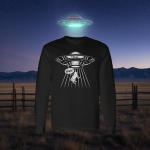 Camiseta de manga larga Howdy Western Usa America Cowboy Ufo Cow Alien Abduction - Product Image 3
