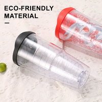 Tasse de voyage personnalisée écologique et étanche sans BPA à double paroi en plastique transparent pour boisson, café, jus, thé