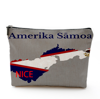 Trousse de maquillage de voyage Samoa américaine, pochette cosmétique avec motif drapeau et carte, pochette portable à fermeture éclair pour cosmétiques, pinceaux et essentiels