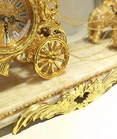 Horloge de Table en forme d'éléphant doré, de Style médiéval Antique, Base en marbre, bureau doré Antique