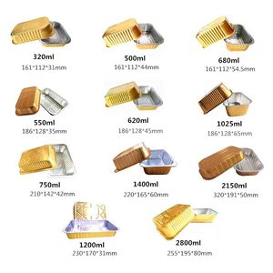 Contenitori per Alimenti da Asporto <span class=keywords><strong>in</strong></span> Alluminio Colorato con Coperchio <span class=keywords><strong>in</strong></span> PP Riciclabile, 700ml, Parete Liscia - Product Image 6