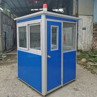 Mini-maison préfabriquée blanche et bleue de 4,92 pi x 6,56 pi x 7,54 pi, bureau portable, kiosque de sécurité, cabine de sentinelle, entrepôt, bâtiment de bureaux