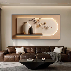 Cuadro de pared de cristal de arte moderno y lujoso para sala de estar, fondo de sofá, estampado de florero, decoración del hogar - Product Image 4