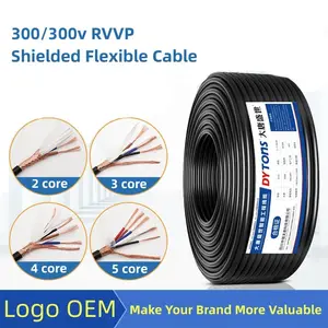 Compre rvvp cabo de alimentação de cabo de alimentação de fio elétrico multicore 3 4 5 8 12 core 300 300v rvvp com blindagem cabo flexível rvp 8*0.75 cabo de escudo