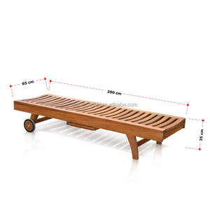 Chaise longue en teck moderne, fabriquée en bois massif et finie avec une couleur d'huile de teck naturelle pour une élégance extérieure contemporaine - Product Image 6