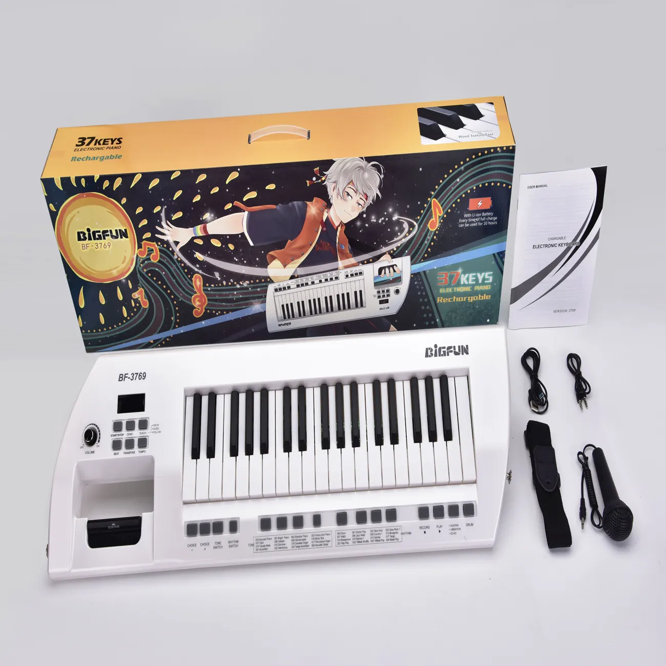 2023 neues Musikinstrument 37 Tasten Karaoke Keytar wiederaufladbare elektronische Klaviertaste für Geburtstagsgeschenke