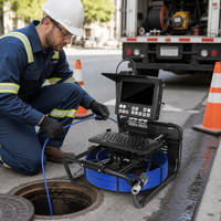Sistema de Inspección de Tuberías con Cámara de Drenaje, Grabador DVR HD IPS de 8 Pulgadas, Cable de Fibra de Vidrio Autonivelante de 23 mm y 50 m, Cámara para Alcantarillado