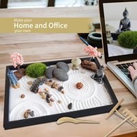 Mini bureau japonais Zen jardin 11.8X7.9 pouces résine bureau Miniature avec Kit Style bouddhiste religieux Zen jardin pour bureau