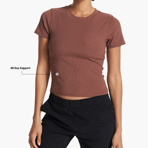 T-shirt vierge à manches courtes et col rond pour femmes, vêtements <span class=keywords><strong>de</strong></span> sport, haut court, t-shirt <span class=keywords><strong>de</strong></span> sport <span class=keywords><strong>de</strong></span> haute qualité pour le yoga - Product Image 4