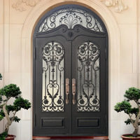 Portails principaux extérieurs en fer forgé à double battant, design grille moderne, les mieux notés, pour villas et zones résidentielles