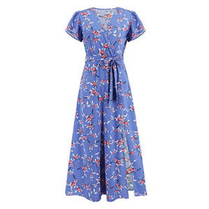 PRETTY STEPS Vestido de Chifón con Estampado Floral y Cuello en V, Estilo Bohemio de Verano para Mujer, Talla Grande, con Volantes Decorativos - Product Image 6