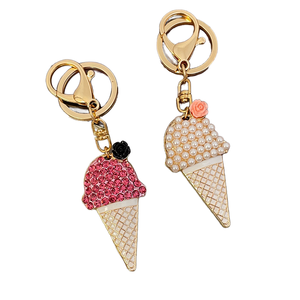 Porte-clés de luxe en gros, style coréen, crème glacée, avec strass brillants, en alliage, breloque de sac, pendentif mignon, cadeaux pour clés de voiture - Product Image 2