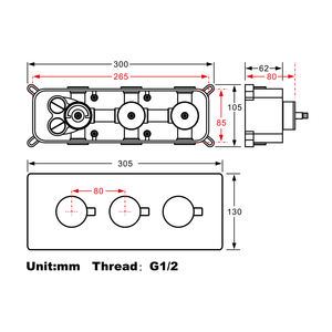 <span class=keywords><strong>Accesorios</strong></span> de <span class=keywords><strong>ducha</strong></span> dos función botón giratorio de agua caliente <span class=keywords><strong>y</strong></span> fría de control termostático interruptor negro latón cuerpo de la válvula - Product Image 6