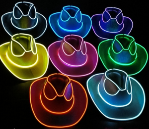 Giáng sinh dẫn ánh sáng không dây lên mũ cao bồi Halloween điều khiển từ xa nhấp nháy sequin Western Cowboy Carnival hat - Product Image 1