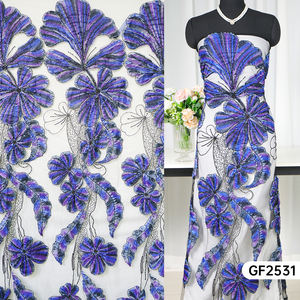 Luxury Purple Floral Beaded <strong>Cord</strong> Embroidery Sequin Lace Fabric for Bridal Dress Evening Gown Formal <strong>Skirt</strong> - Product Image 2