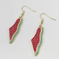 Boucles d'oreilles en forme de carte de Palestine en émail, bijoux tendance, vente chaude, pour femmes