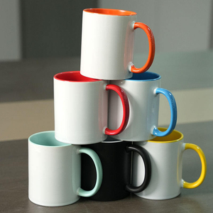 Vente en gros de mugs en céramique personnalisés avec logo, vierges, pour sublimation, 11 oz, avec poignée et bordure - Product Image 4