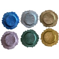 Vente en gros de 13 pouces flocon de neige de mariage et de fête sous les assiettes assiette de présentation en plastique Royal Blue Reef