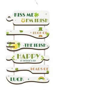 Wholesale Modern Style <b>Wooden</b> Sign St Patrick's Day Clover Irish Hat Horseshoe Beer Mug <b>Rainbow</b> Pattern for Home Decoration Wall - Product Image 3