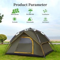 Tente de camping automatique portable OEM, couleur personnalisée, installation facile en 1 minute, imperméable, double couche, fibre de verre, pour 2 personnes, glamping