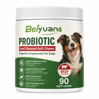 Probiotiques pour chiens, soutien digestif et intestinal, comprimés à mâcher, antioxydants, ingrédients naturels, saveur bœuf, sans céréales, riches en protéines