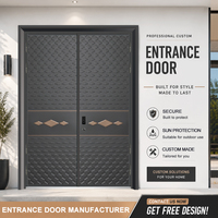 Portes d'entrée extérieures battantes en acier personnalisées, antivol, minimalistes et sécurisées pour villas, maisons et résidences