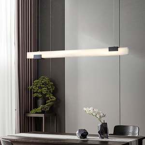Lampadario Moderno a LED Regolabile in Altezza, Stile Antico in Ottone con Sospensione in Pietra d'Alabastro per Soffitto del Soggiorno - Product Image 4