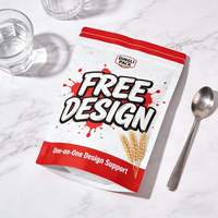 Sachet refermable personnalisé en aluminium à fermeture éclair, haute barrière, pour poudre protéinée, supplément de champignons, emballage alimentaire de qualité alimentaire