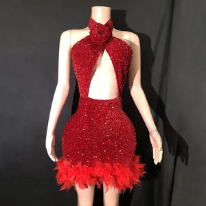 2913 नए साल की पार्टी ने रेड कॉकटेल ड्रेस के साथ 2024 रेड कॉकटेल पोशाक की शानदार वेडिंग ड्रेसिंग गाउन