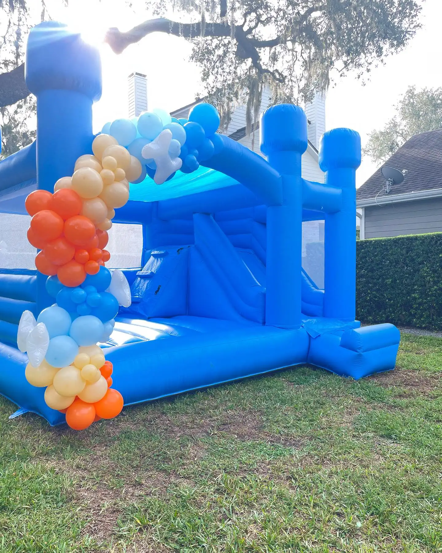 THL Pastel blue 13x13 kid inflatable bounce house for party rental