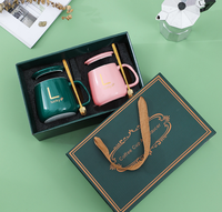Mug à café en céramique écologique de Noël avec couvercle et cuillère, design moderne, tasse à lait pour la maison, ensemble cadeau pour mariage