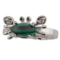 925 argent Sterling mignon crabe ouvert taille anneau pour les femmes délicat cristal pierre anneau bijoux fins été plage fête cadeau
