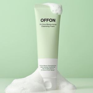 OFFON Acne Soothing Deep Cleansing Facial Foam, AHA BHA Cica-Biome <b>Face</b> Wash, Korean Skincare for Sensitive Skin - Product Image 1