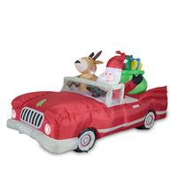 Sac cadeau gonflable de Noël en forme de Père Noël et rennes pour le jardin, avec lumières LED pour l'éclairage, décorations