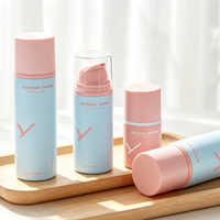 Flacon pompe sans air rond de luxe en plastique PP de 15 ml, 30 ml, 50 ml, flacon à vide pour lotion, logo personnalisé pour crème avec emballage cosmétique